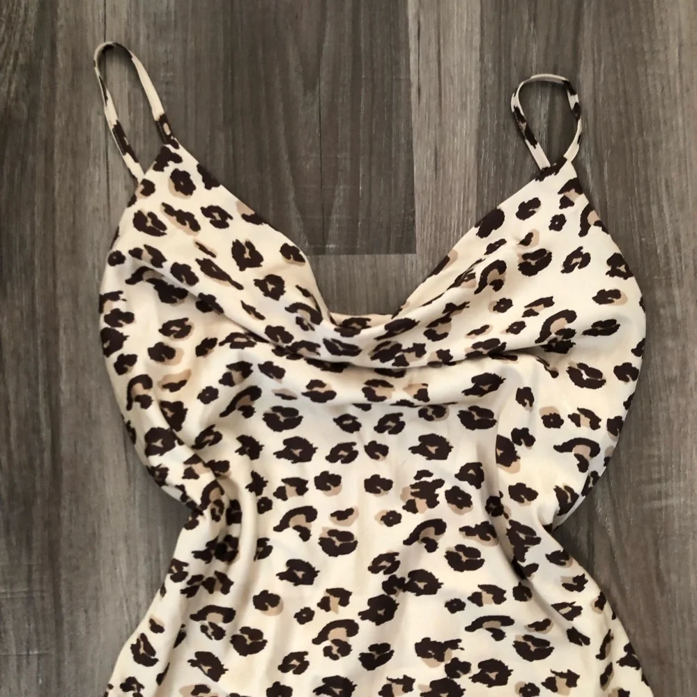 Forever 21 cream cheetah print cowl neck dress size small
